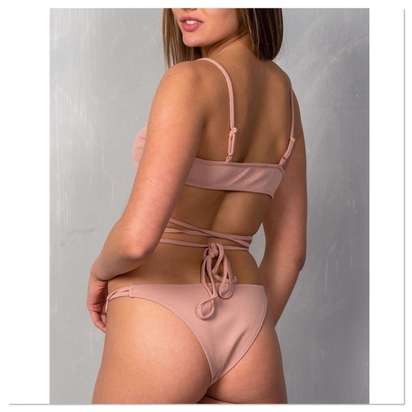 Nude Strappy Two Piece Cheeky Bikini Set - Picture 4 of 5